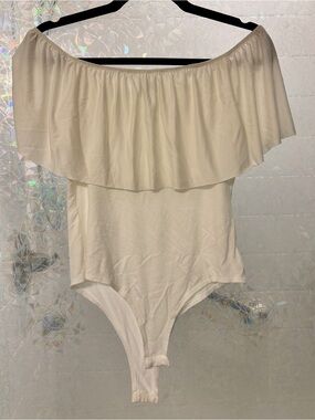 Fashion Nova White Off-Shoulder Ruffle Top
